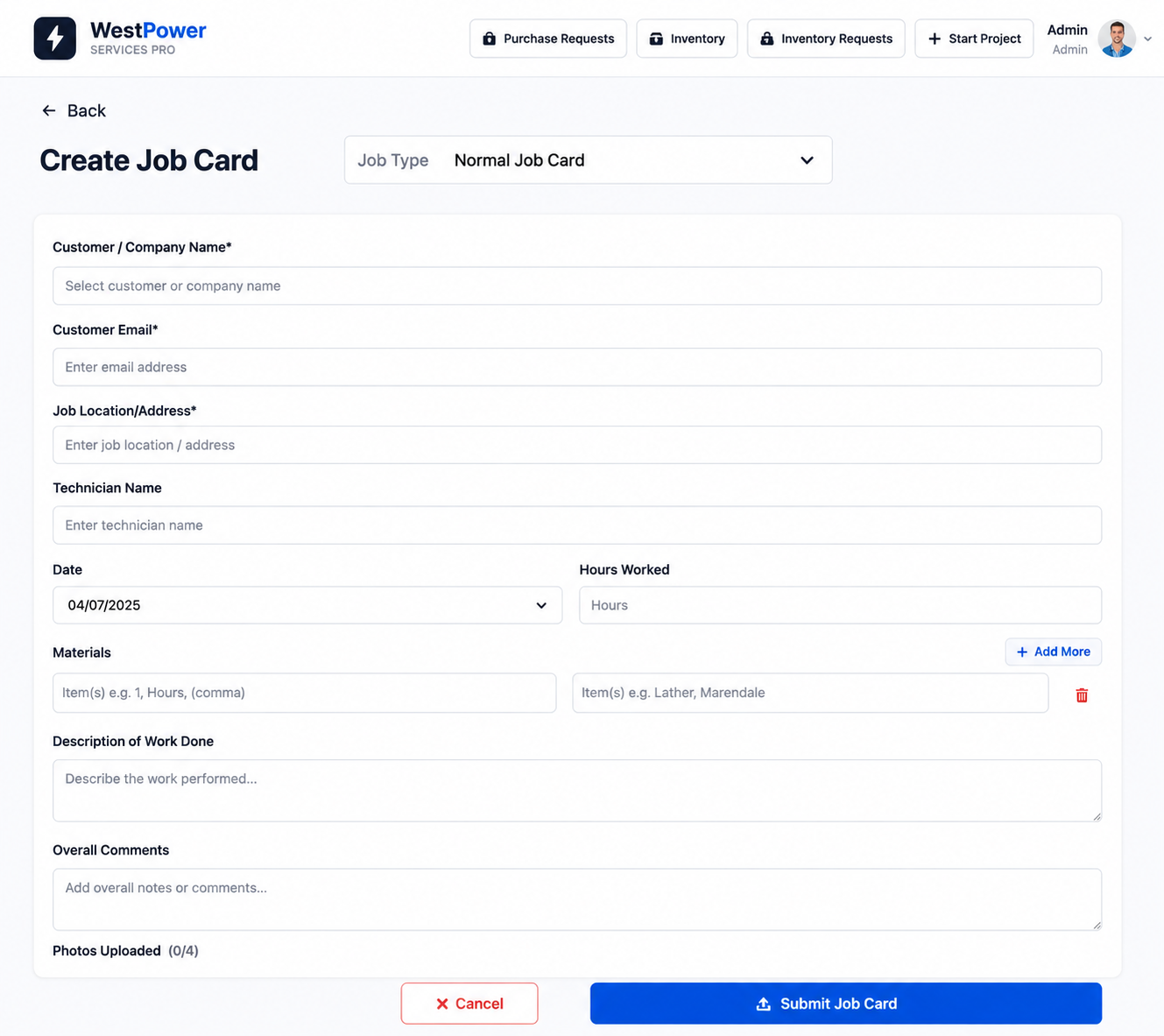 Create job cards
